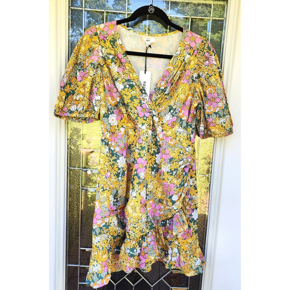 NWT Rahi Anthropologie XL 100% Cotton Dress Lining Floral Puff Sleeve Mini Dress - Picture 8 of 12